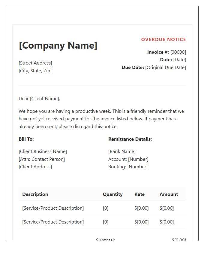 Formal Friendly Overdue Invoice Template