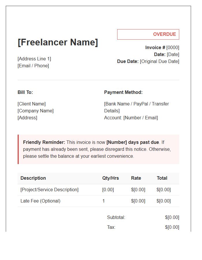 Freelance Friendly Overdue Invoice Template