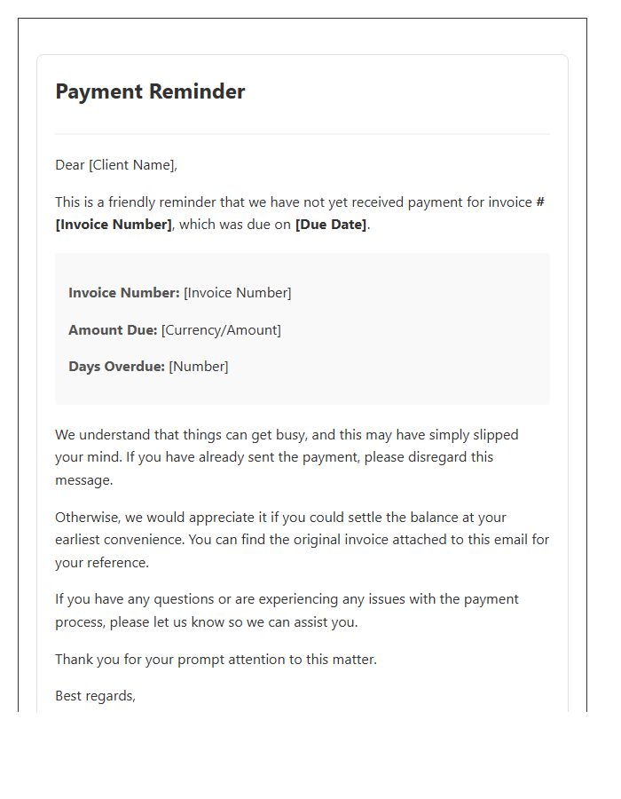 Professional Friendly Reminder Overdue Invoice Template