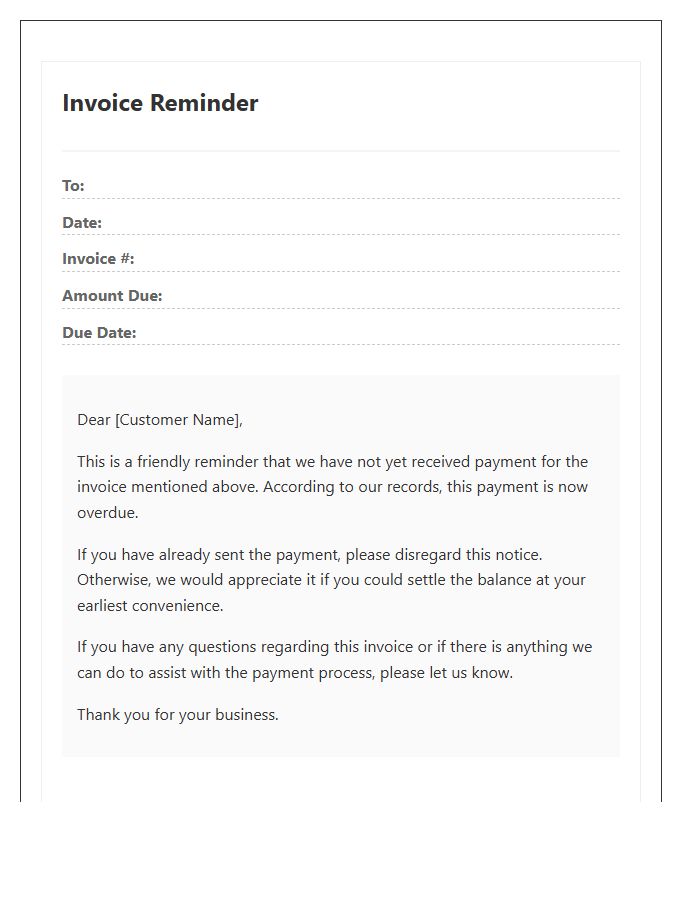 Small Business Overdue Invoice Template Reminder