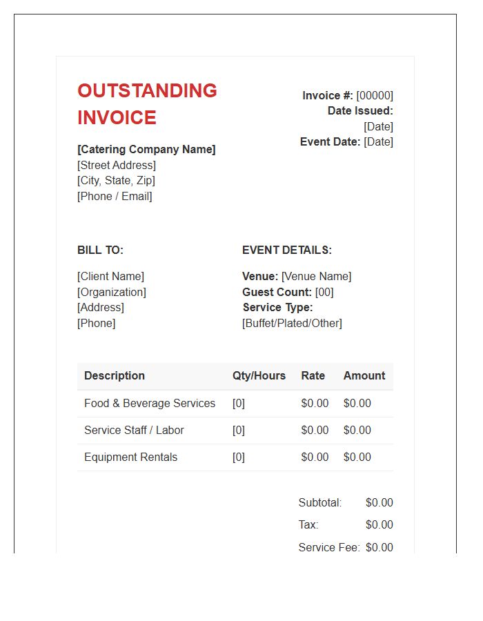 Catering Service Outstanding Invoice Template