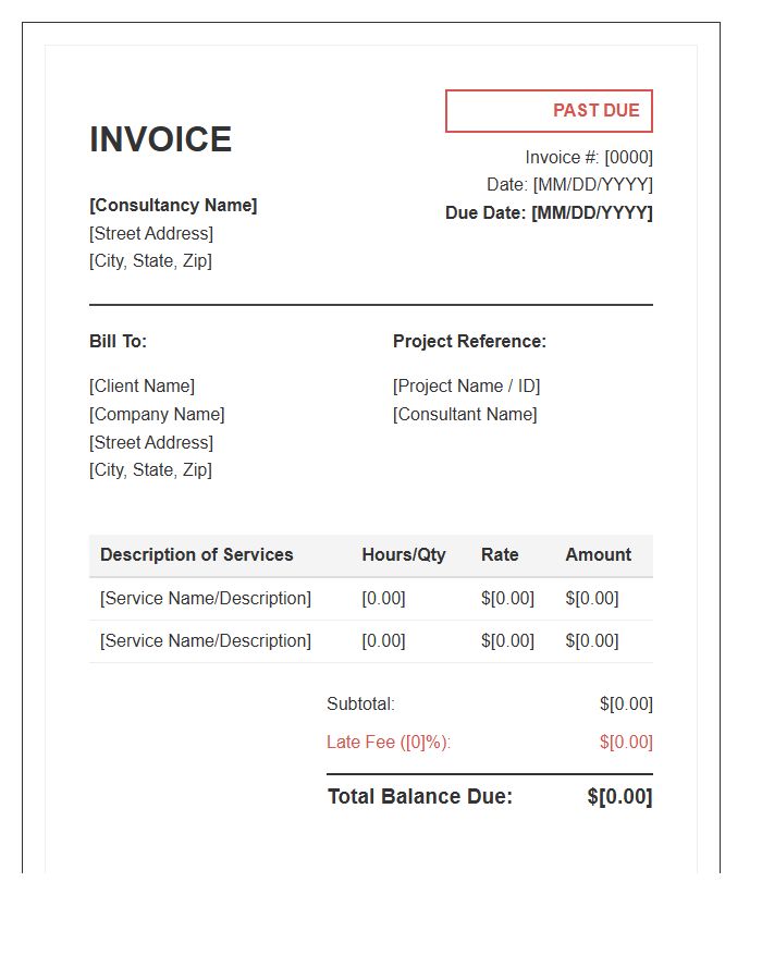Consulting Service Past Due Invoice Template