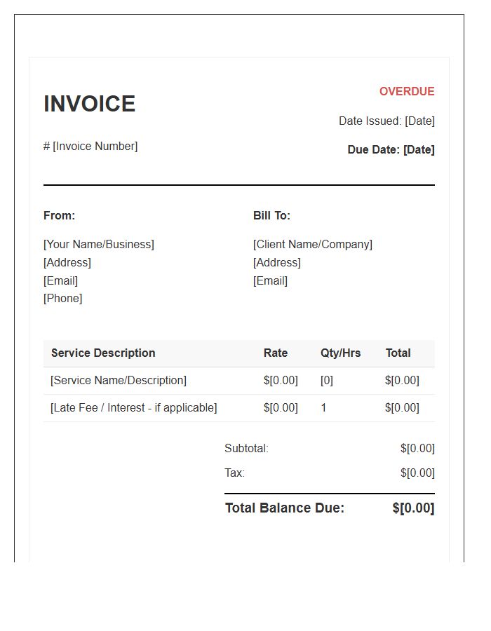 Freelance Service Overdue Invoice Template