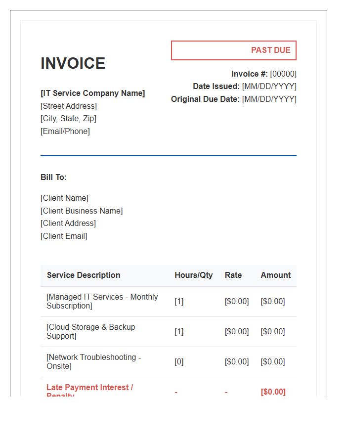 IT Service Past Due Invoice Template