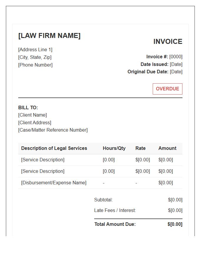 Legal Service Overdue Invoice Template