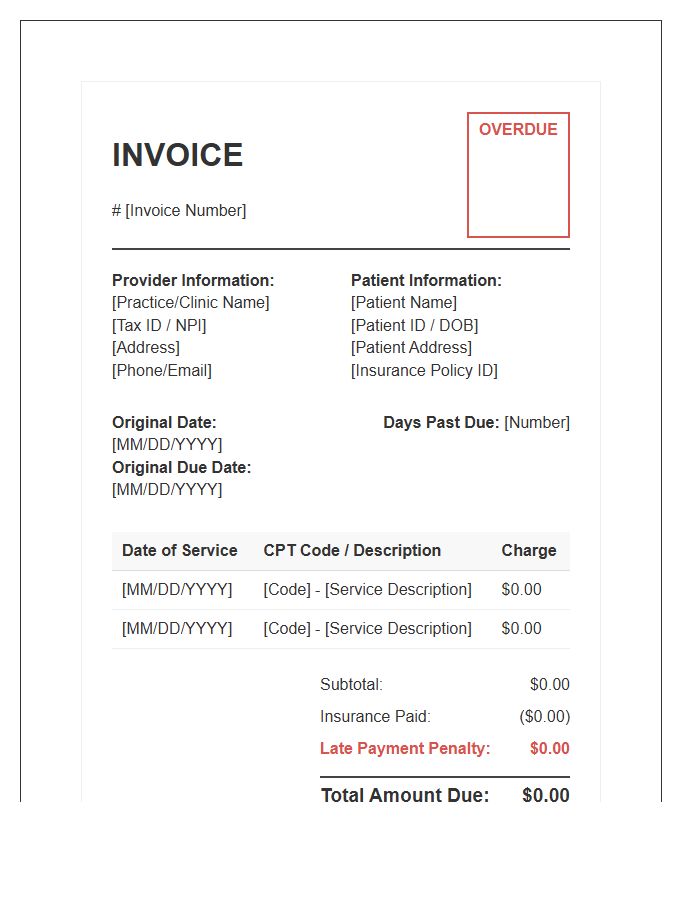 Medical Service Late Invoice Template