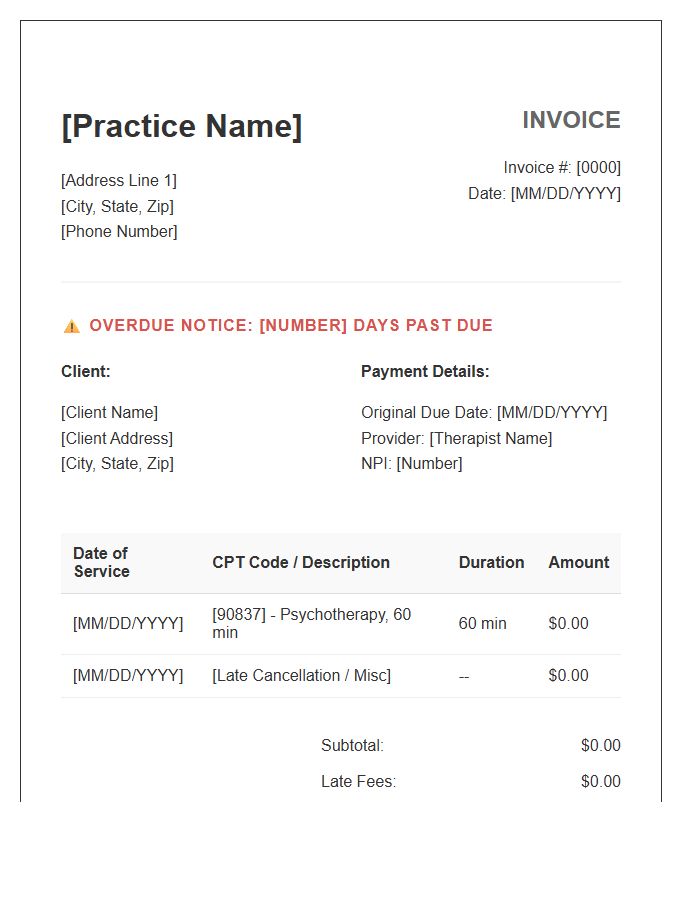 Therapy Service Past Due Invoice Template