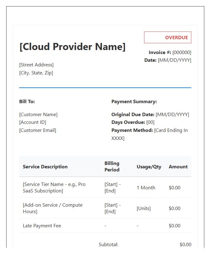 Cloud Subscription Overdue Invoice Template