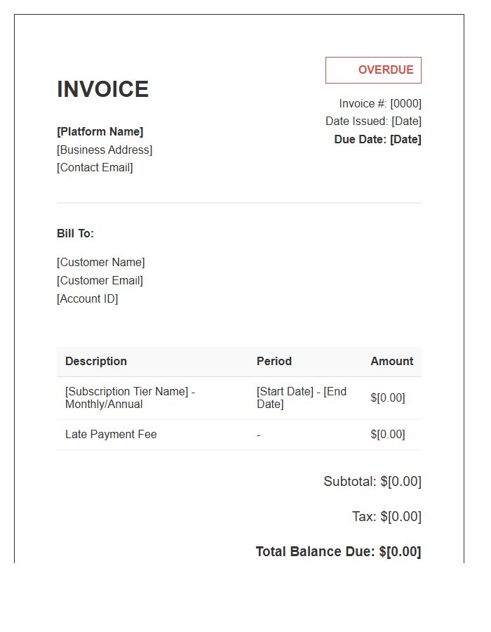 Platform Subscription Overdue Invoice Template