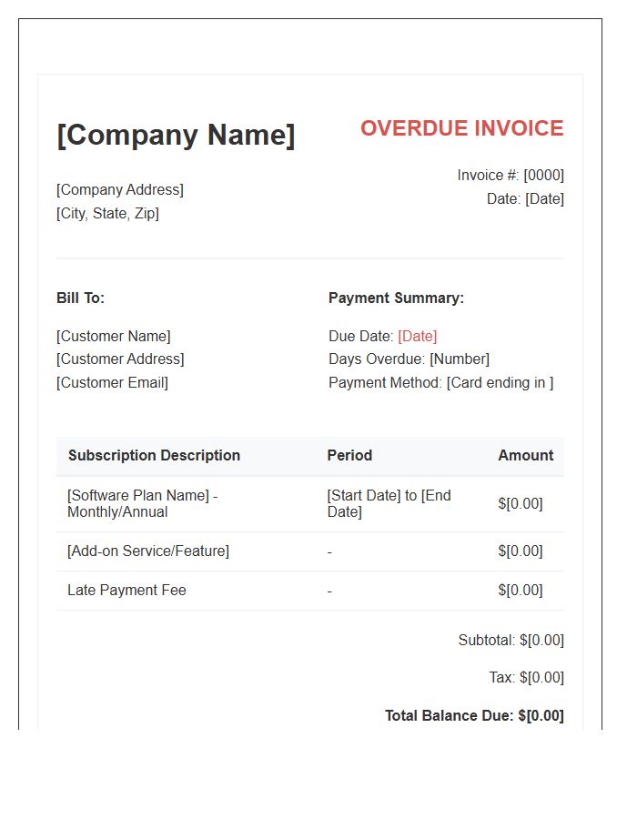Software Subscription Overdue Invoice Template