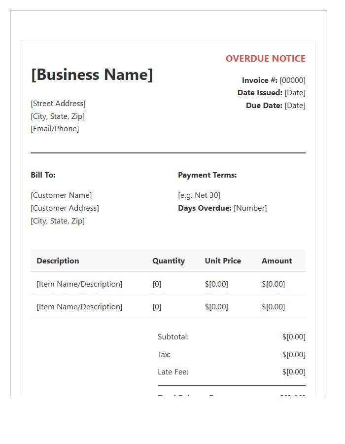 General Retail Overdue Invoice Template