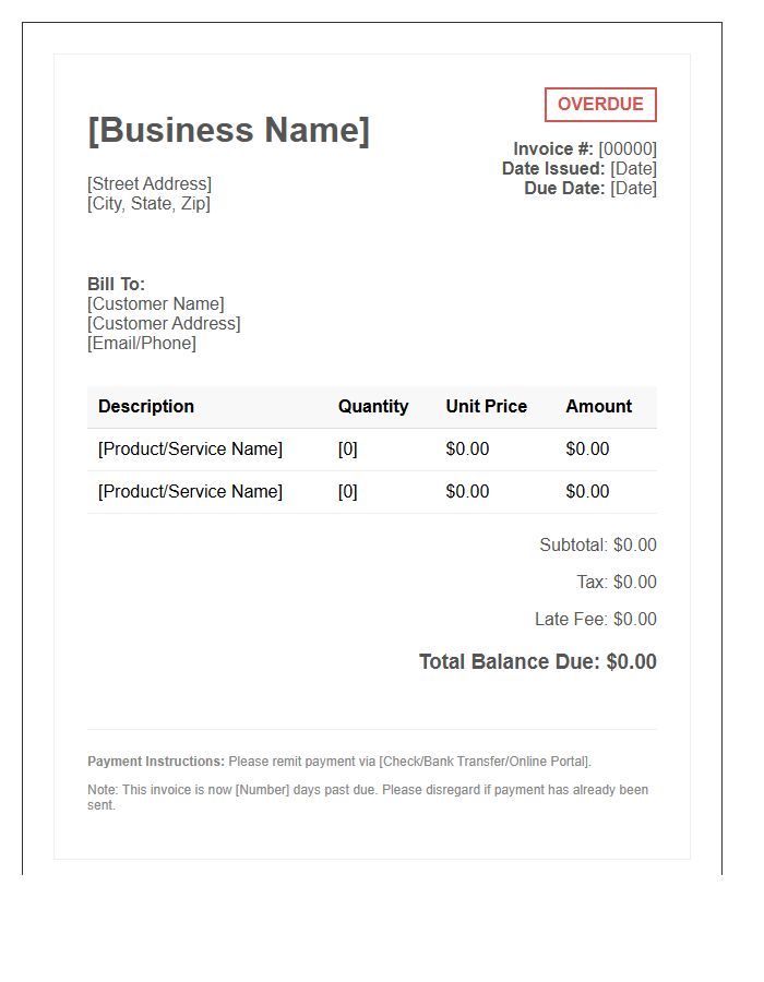 Retail Business Overdue Invoice Template