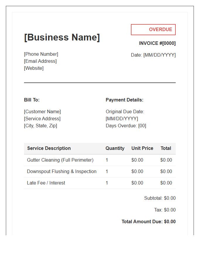 Gutter Cleaning Service Overdue Invoice Template