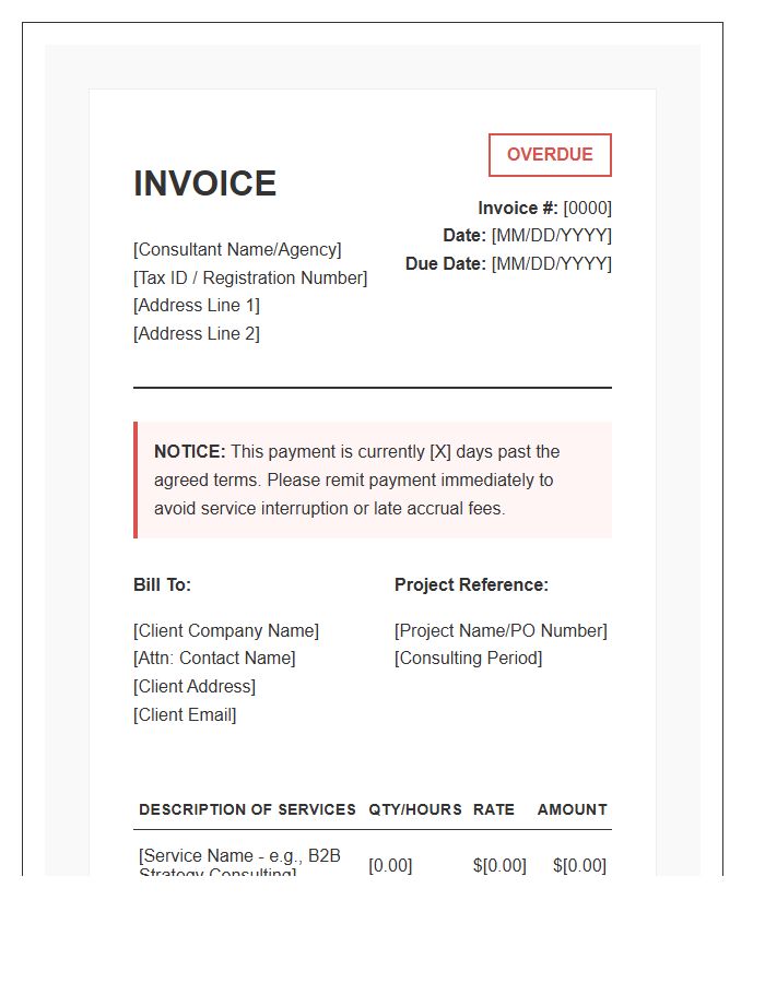 B2B Marketing Consultant Overdue Invoice Template
