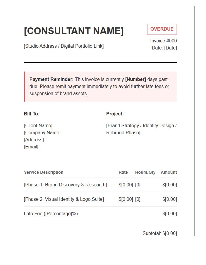 Brand Consultant Overdue Invoice Template