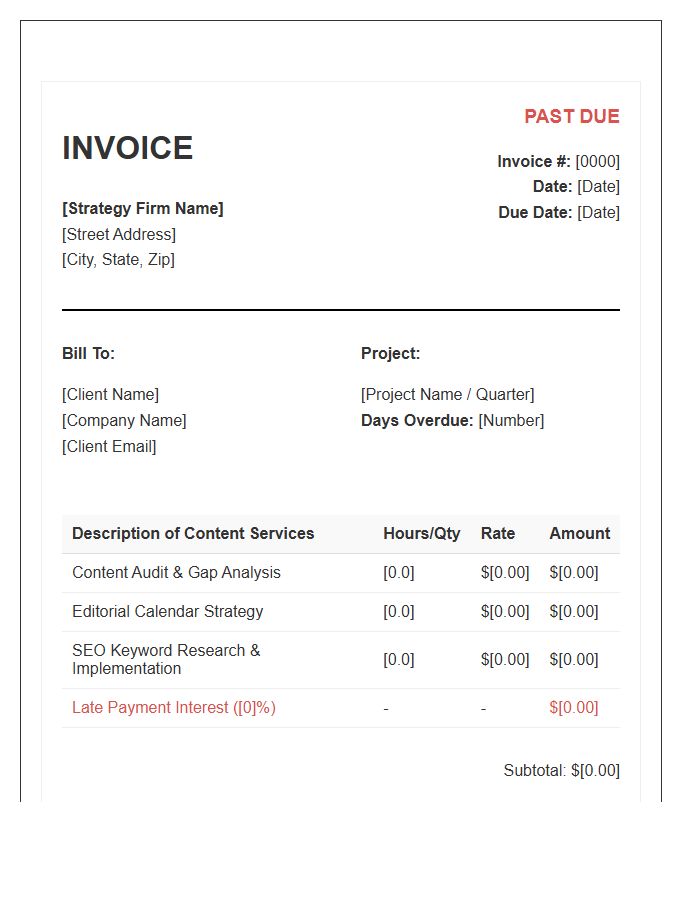 Content Strategy Overdue Invoice Template