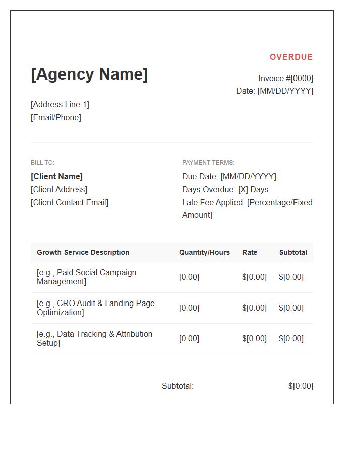 Growth Marketing Overdue Invoice Template