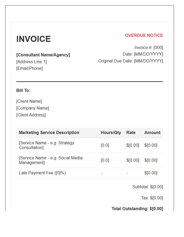 Marketing Consultant Overdue Payment Invoice Template