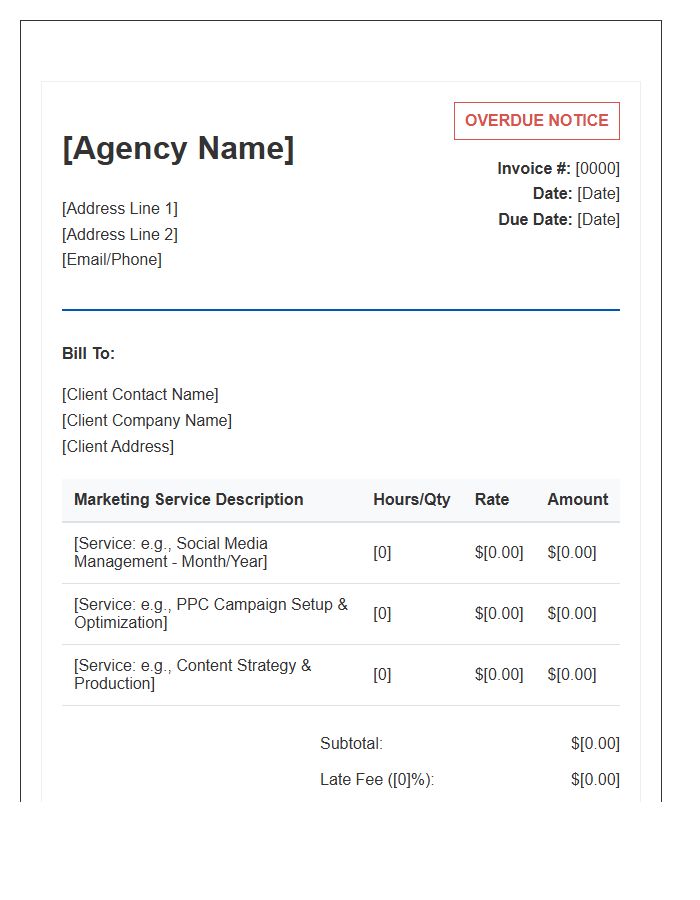 Marketing Management Overdue Invoice Template
