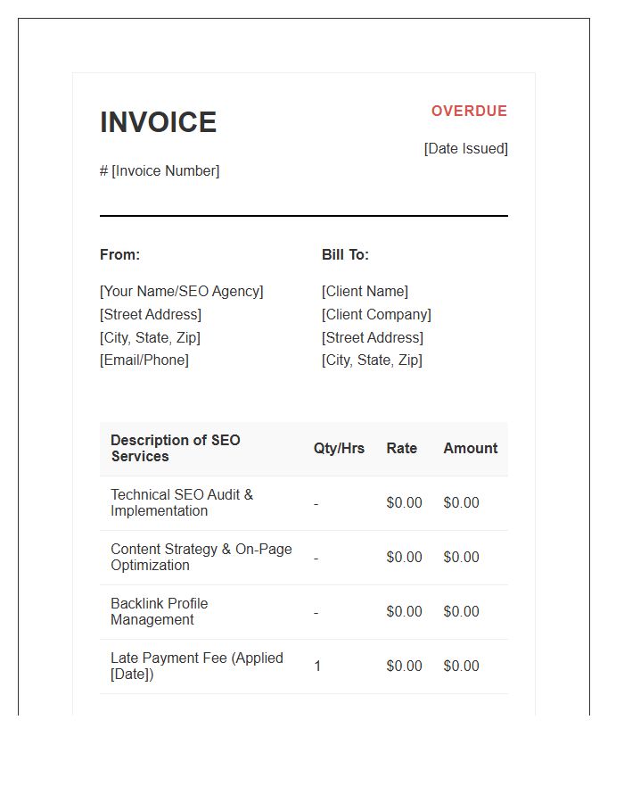 SEO Consulting Overdue Invoice Template