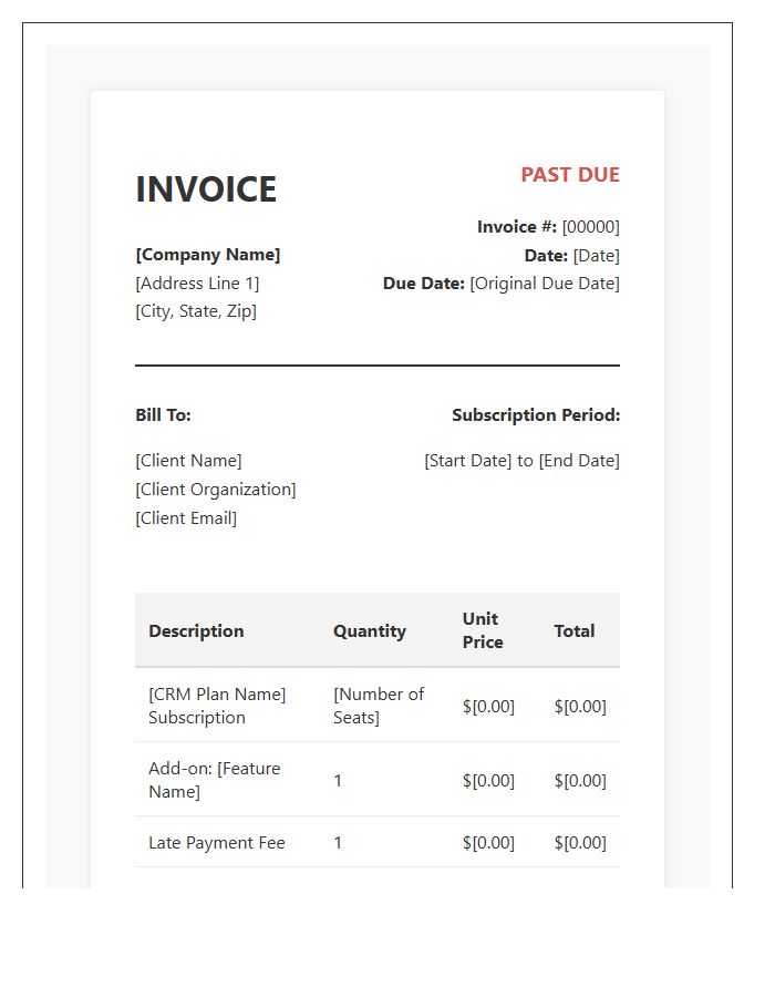 Overdue CRM Subscription Invoice Template