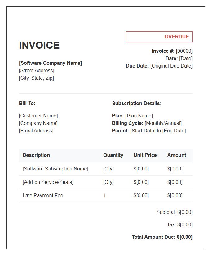 Recurring Software Billing Overdue Invoice Template