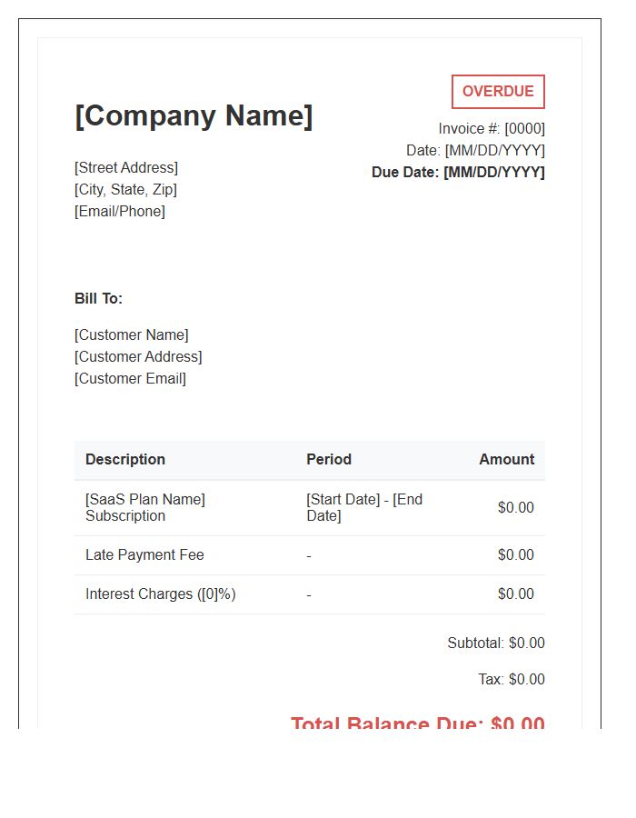 SaaS Subscription Late Payment Invoice Template