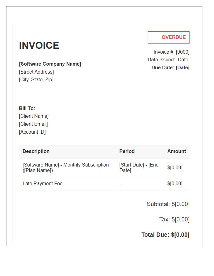Software Monthly Plan Overdue Invoice Template
