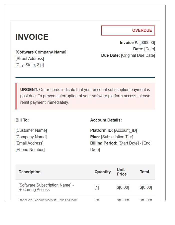 Software Platform Access Overdue Invoice Template