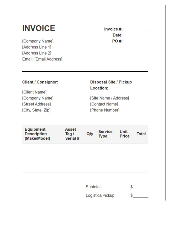 Computer Disposal And Recycling Invoice Template