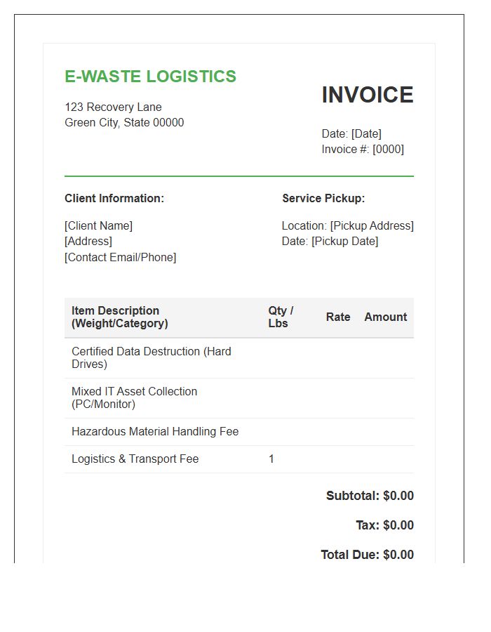 Electronic Waste Logistics Service Invoice Template