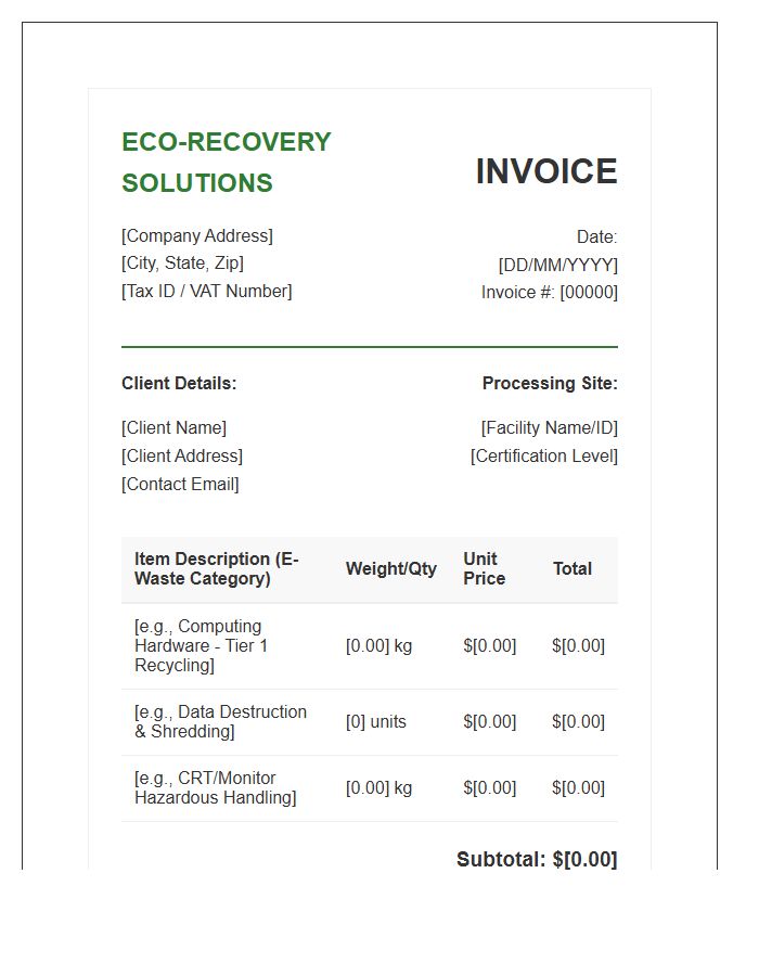 Sustainable E-Waste Processing Invoice Template