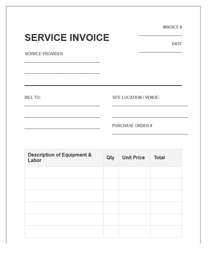 Commercial Sound System Service Invoice Template