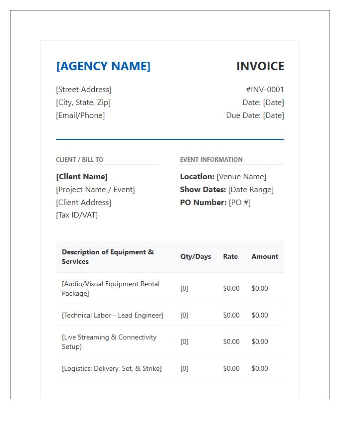 Professional Event Technology Invoice Template