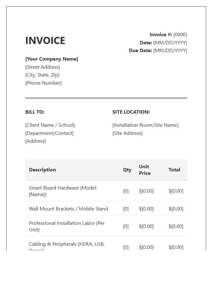 Smart Board Installation Invoice Template