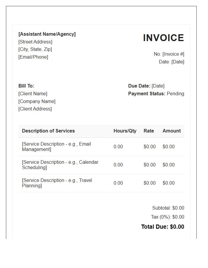 Remote Personal Assistant Invoice Template