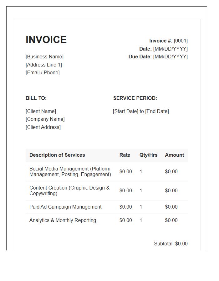 Social Media Management Service Invoice Template