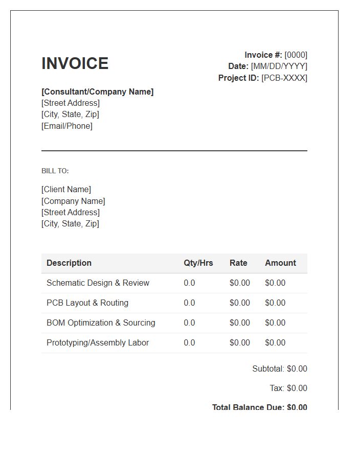 Circuit Board Prototyping Consultant Invoice Template
