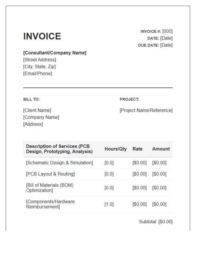 Electronic Circuit Design Consultant Invoice Template