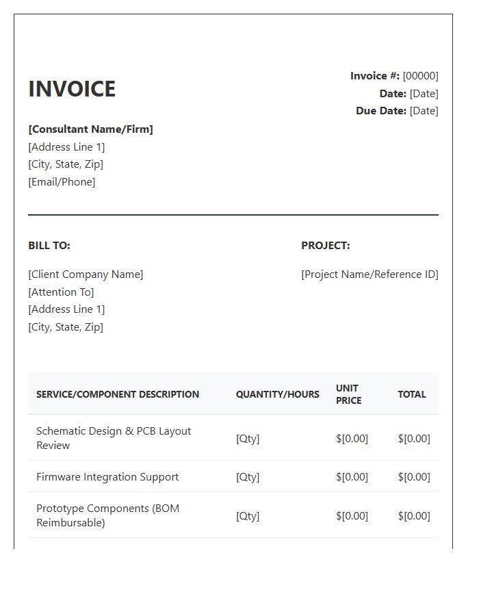 Embedded Hardware Design Consultant Invoice Template