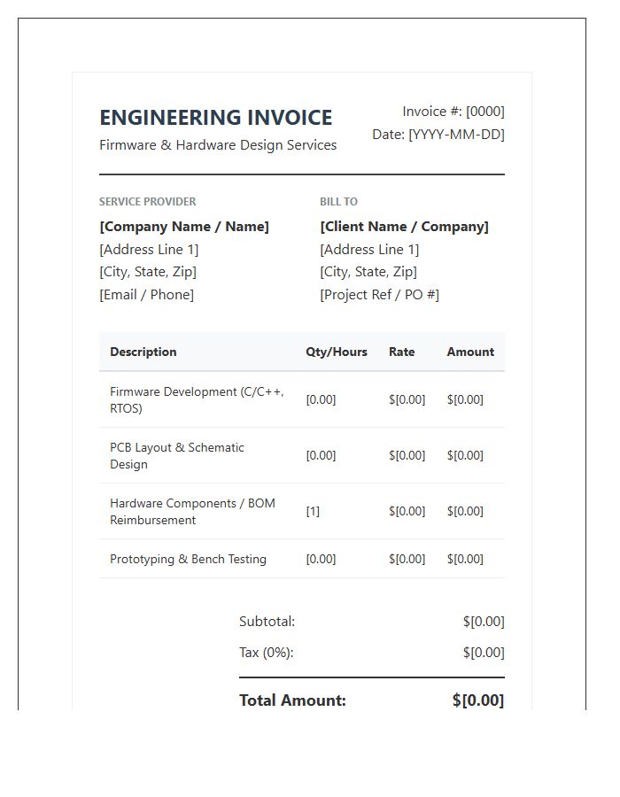 Microcontroller Development Engineering Invoice Template