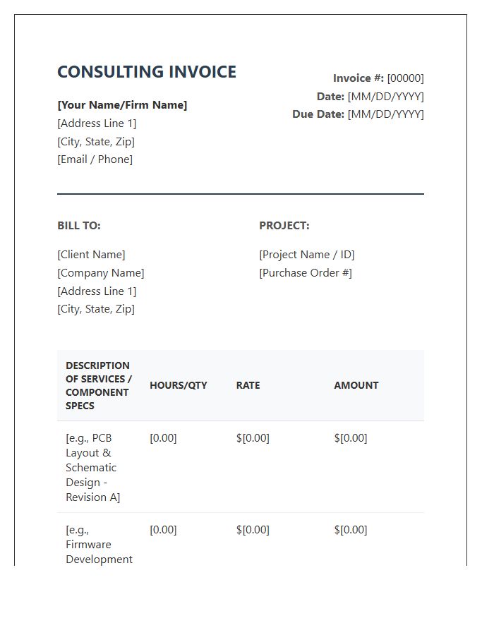 Professional Electronic Engineering Consultant Invoice Template