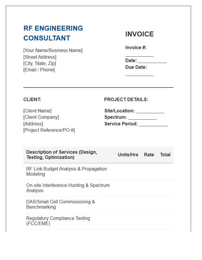 Radio Frequency Engineering Consultant Invoice Template