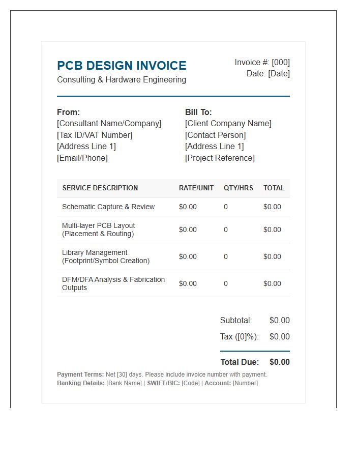 Specialized PCB Design Consultant Invoice Template