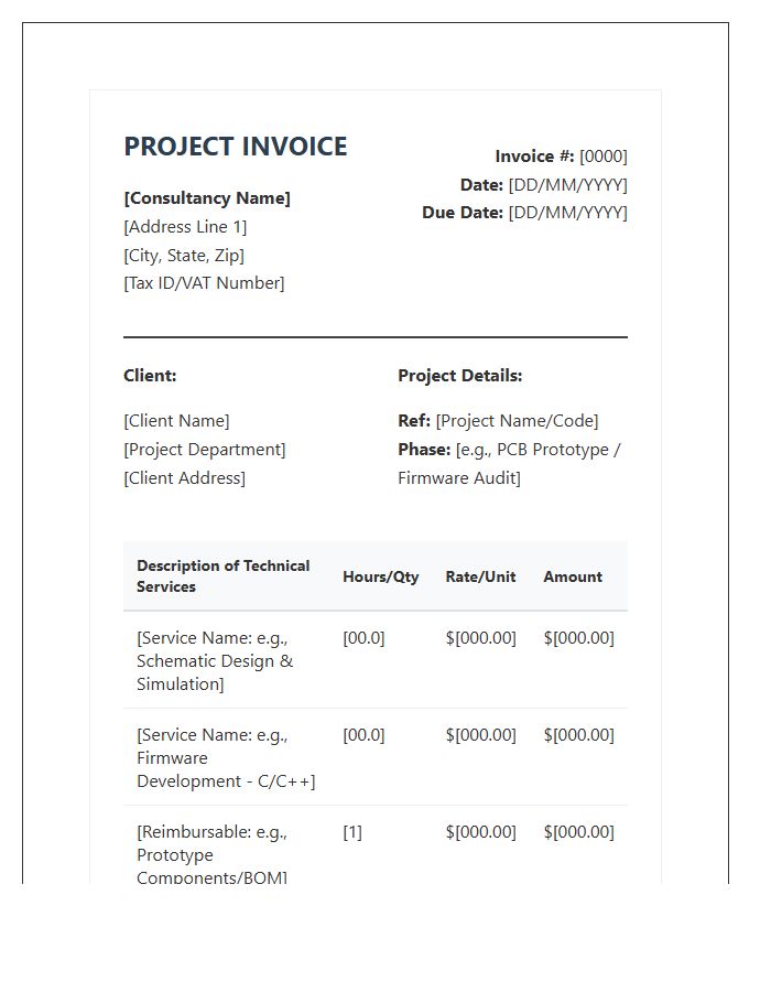 Technical Electronic Consultancy Project Invoice Template