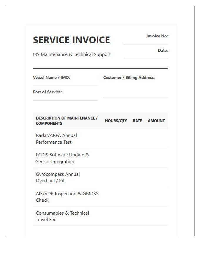 Integrated Bridge System Maintenance Invoice Template