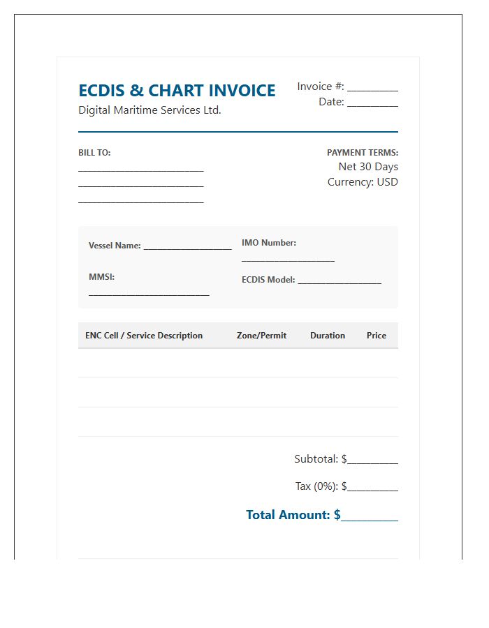 Marine Electronic Chart Display Invoice Template