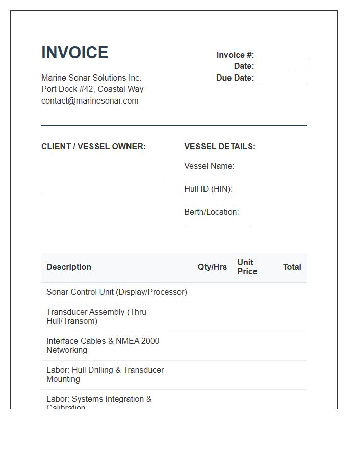 Marine Sonar System Installation Invoice Template