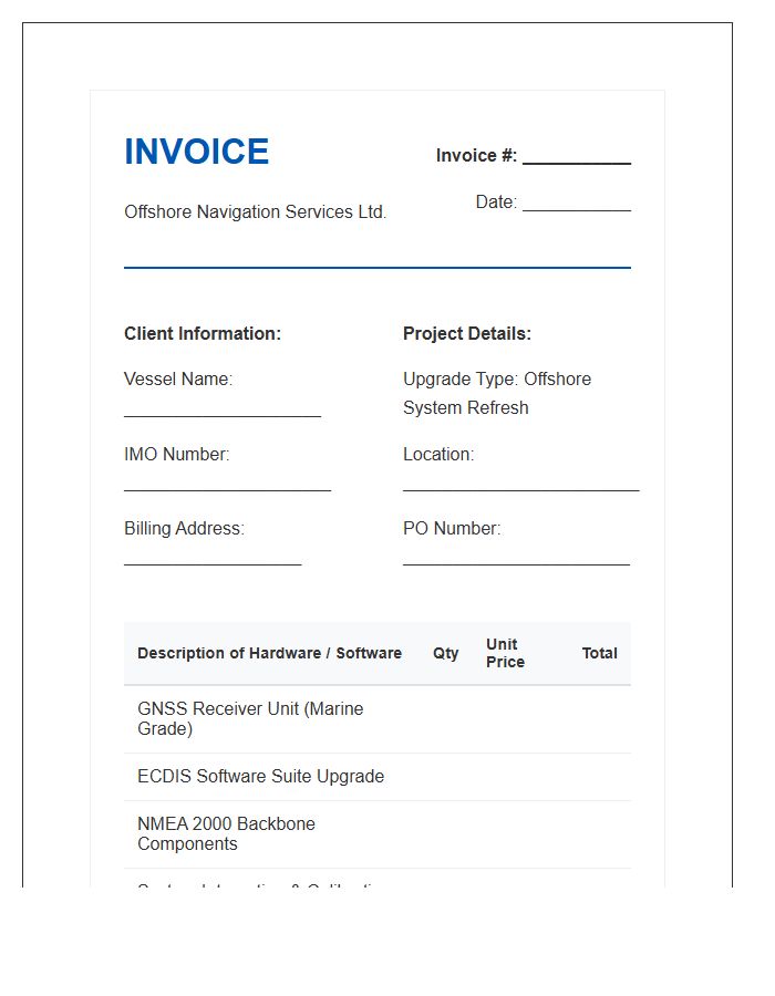 Offshore Navigation System Upgrade Invoice Template