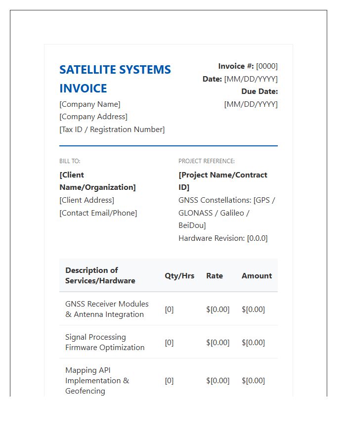 Satellite Navigation System Integration Invoice Template